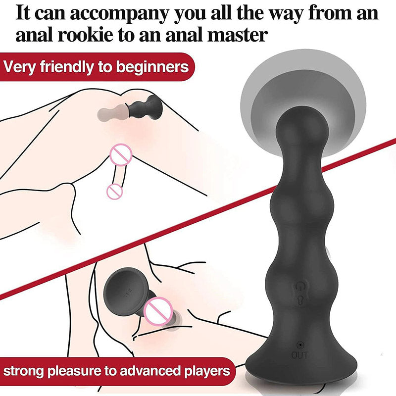 VIBRATING ANAL TOYS BEADED 7 INCH BLACK