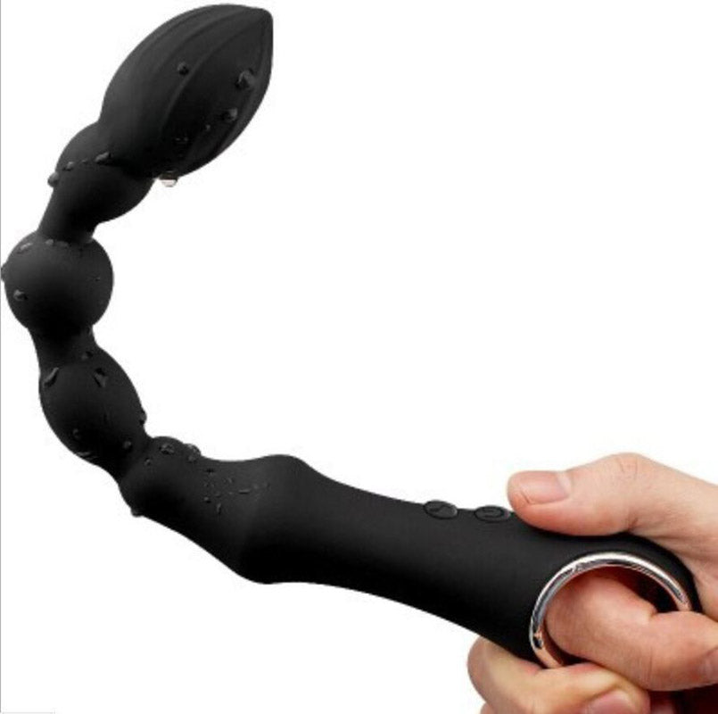 VIBRATING ANAL TOYS MEN BEADED LONG 10 INCH BLACK