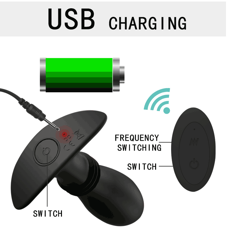 VIBRATING ANAL TOYS FOR MEN 6 INCH BLACK