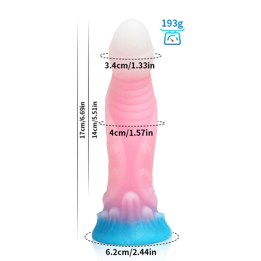 SMALL DILDP ANAL GLOW IN THE DARK 6 INCH PINK RAINBOW
