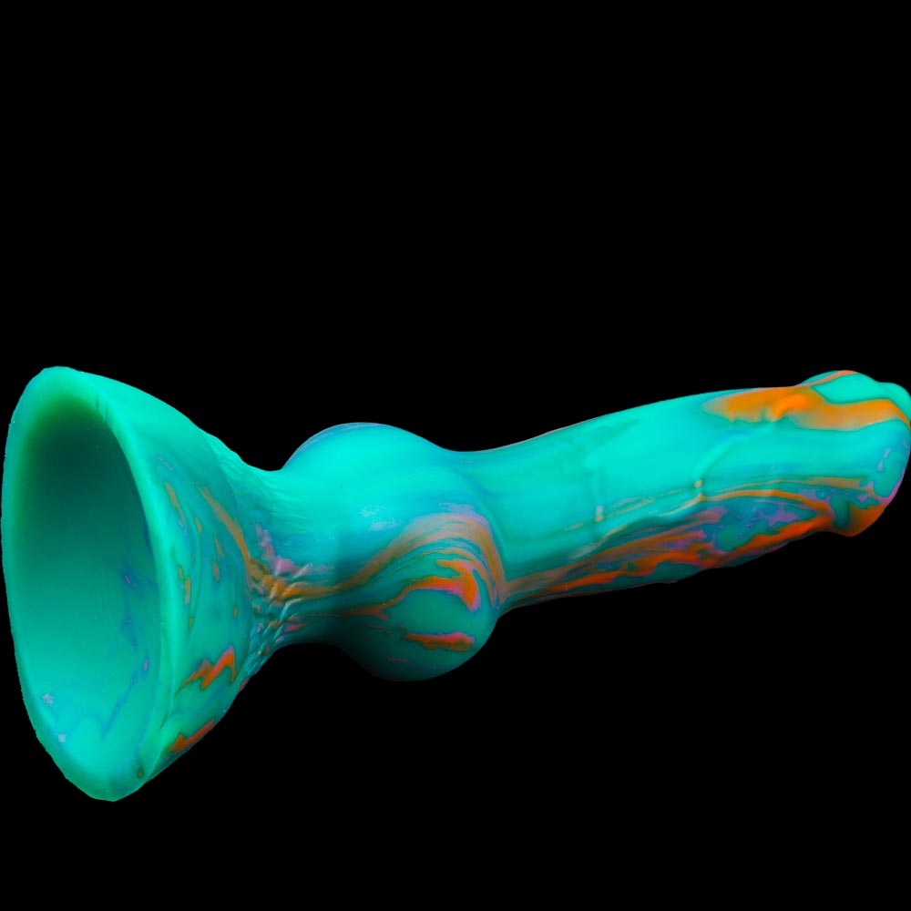 DILDO POUR CHIEN À VENTOUSE NOUÉE EN SILICONE 7 POUCES VERT