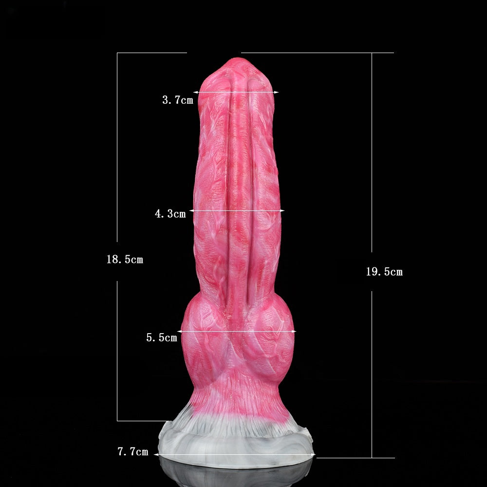 DILDO CHEVAL NOUÉ FANTASY SILICONE 7 POUCES ROSE