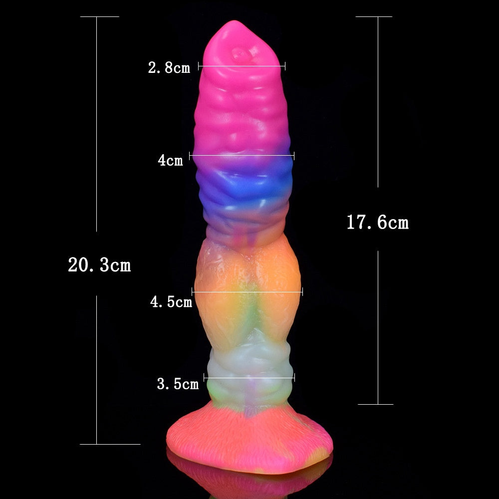 DILDO POUR CHIEN EN SILICONE BRILLE DANS LE NOIR 8 POUCES