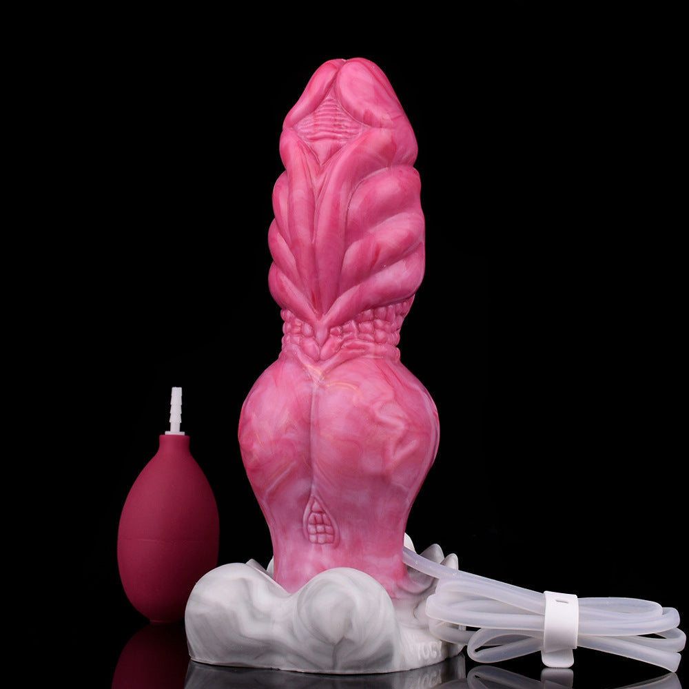 Gode gicleur monstre noué en silicone de 20,3 cm, rose