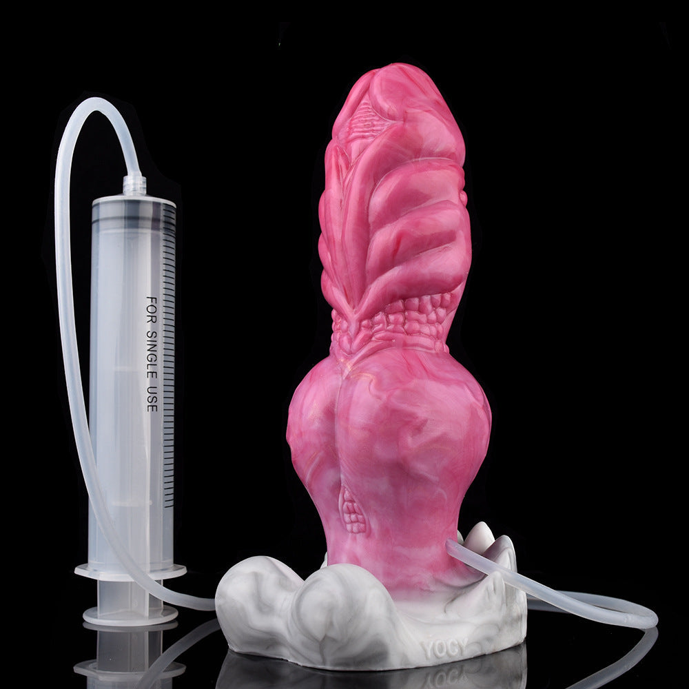 Gode gicleur monstre noué en silicone de 20,3 cm, rose