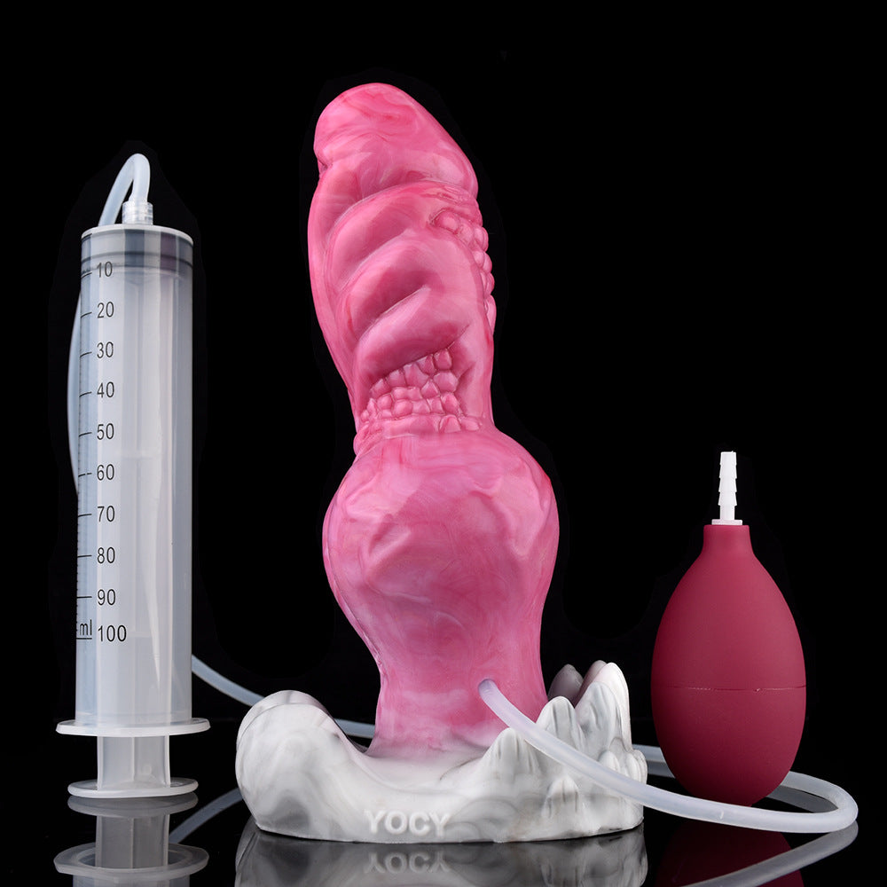 Gode gicleur monstre noué en silicone de 20,3 cm, rose