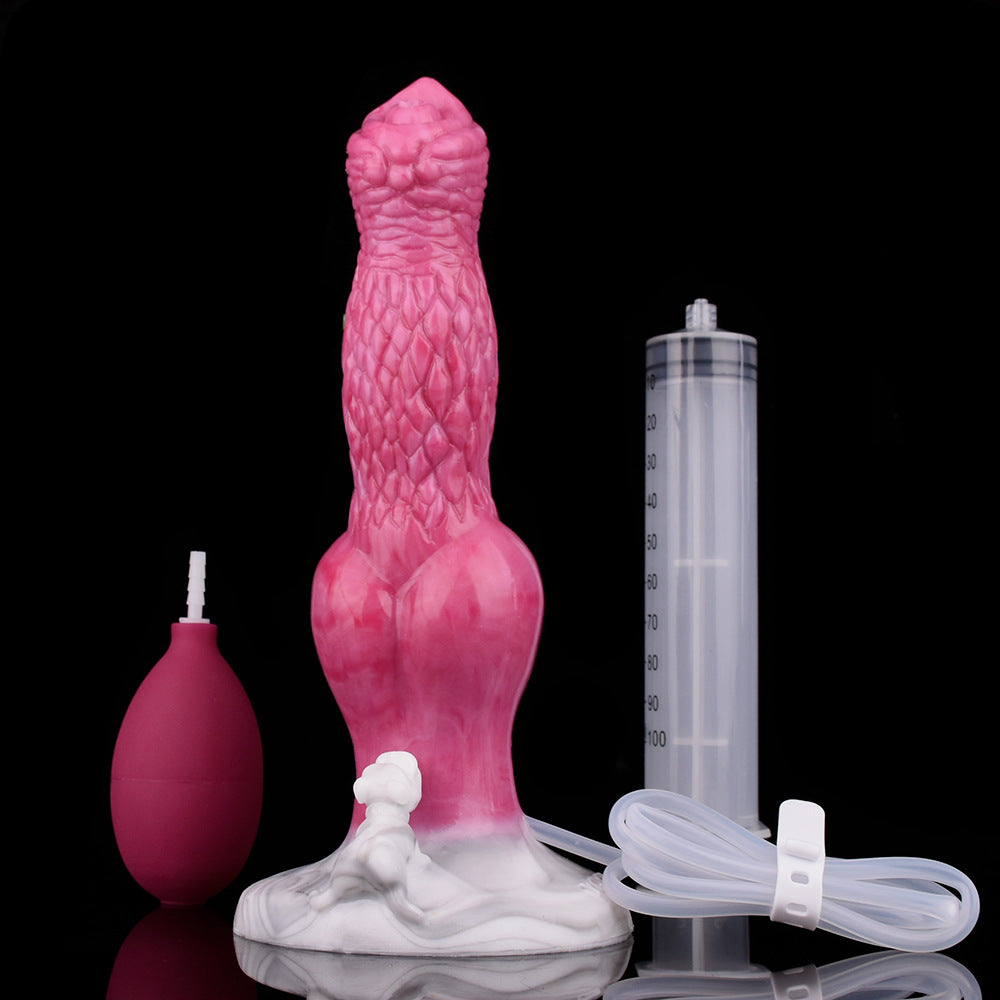 DILDO SQUIRTING DOG SILICONE 8 POUCES ÉJACULANT ROSE