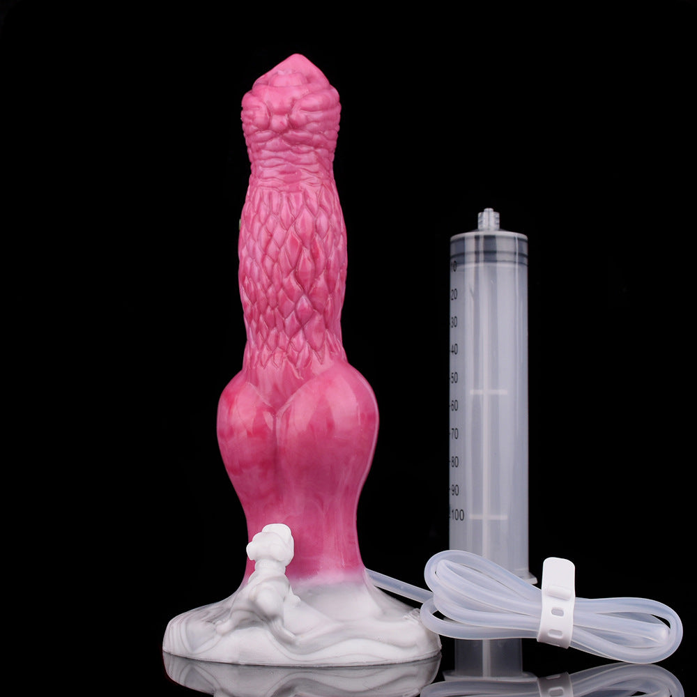DILDO SQUIRTING DOG SILICONE 8 POUCES ÉJACULANT ROSE