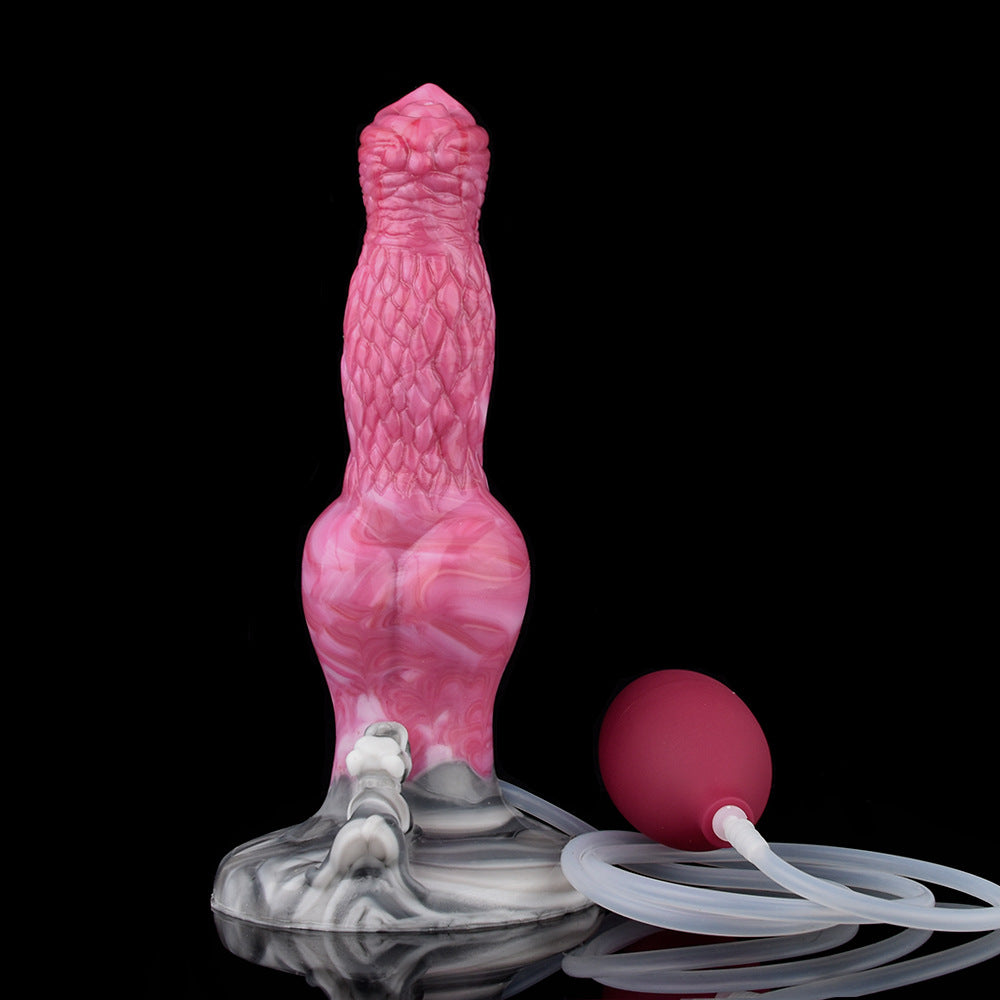 DILDO SQUIRTING DOG SILICONE 8 POUCES ÉJACULANT ROSE
