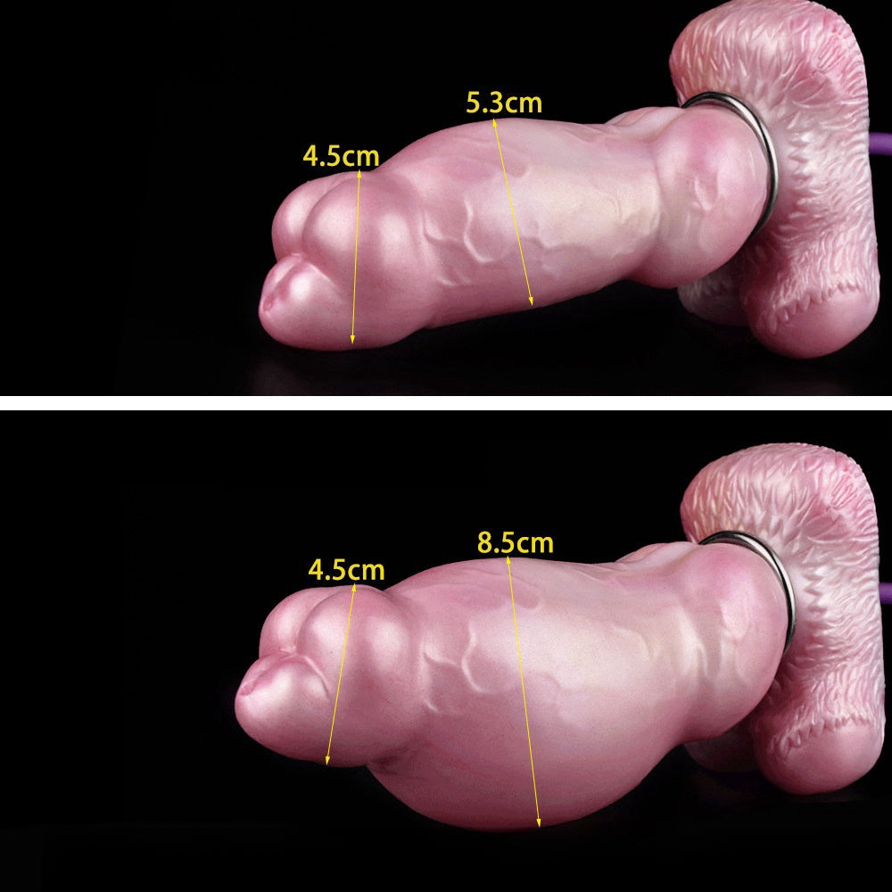 DILDO GONFLABLE CHIEN SILICONE 7 POUCES ROSE NOUÉ