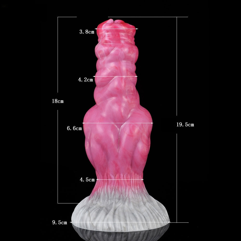 DILDO POUR CHIEN EN SILICONE NOUÉ 7 POUCES ROSE