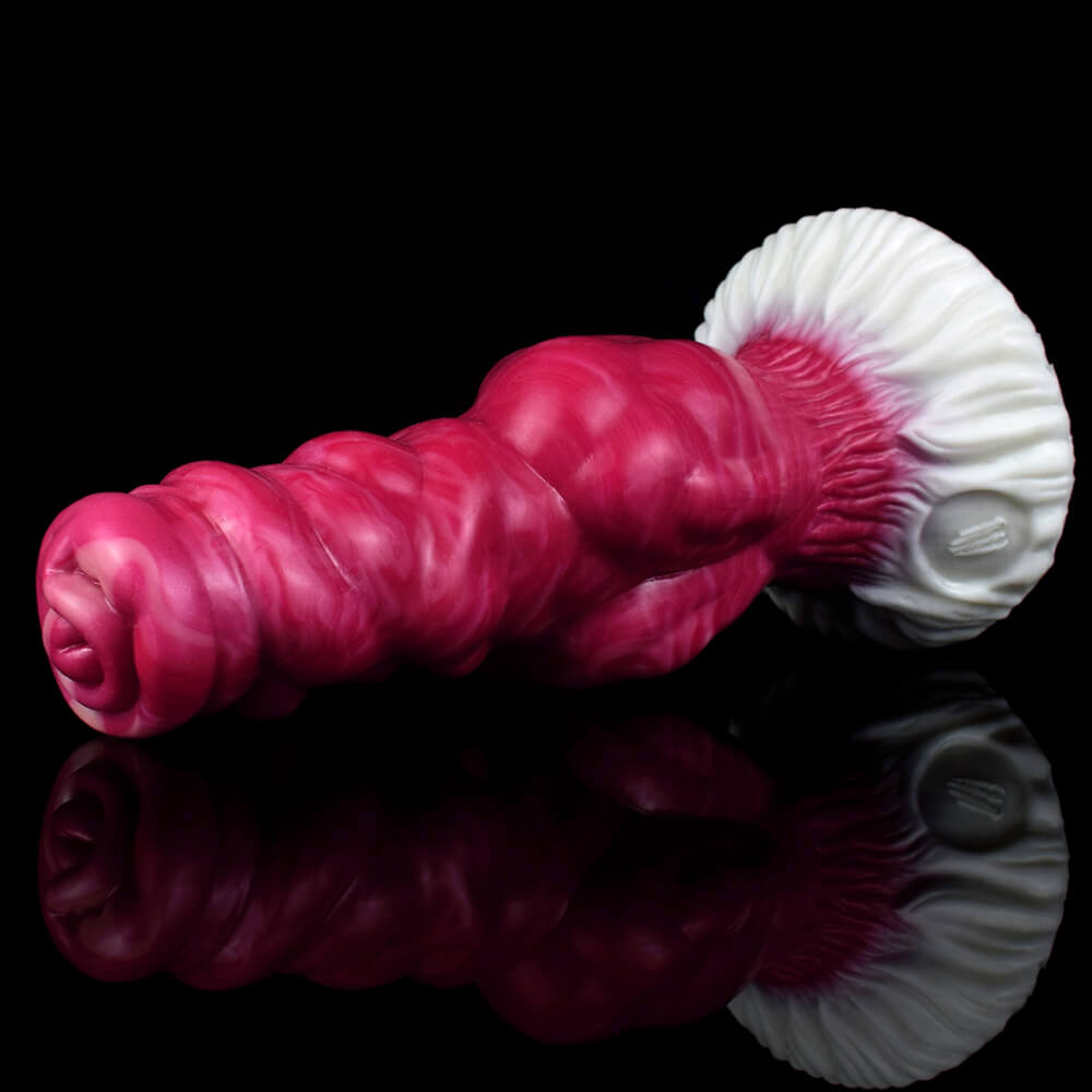 DILDO POUR CHIEN EN SILICONE NOUÉ 7 POUCES ROUGE
