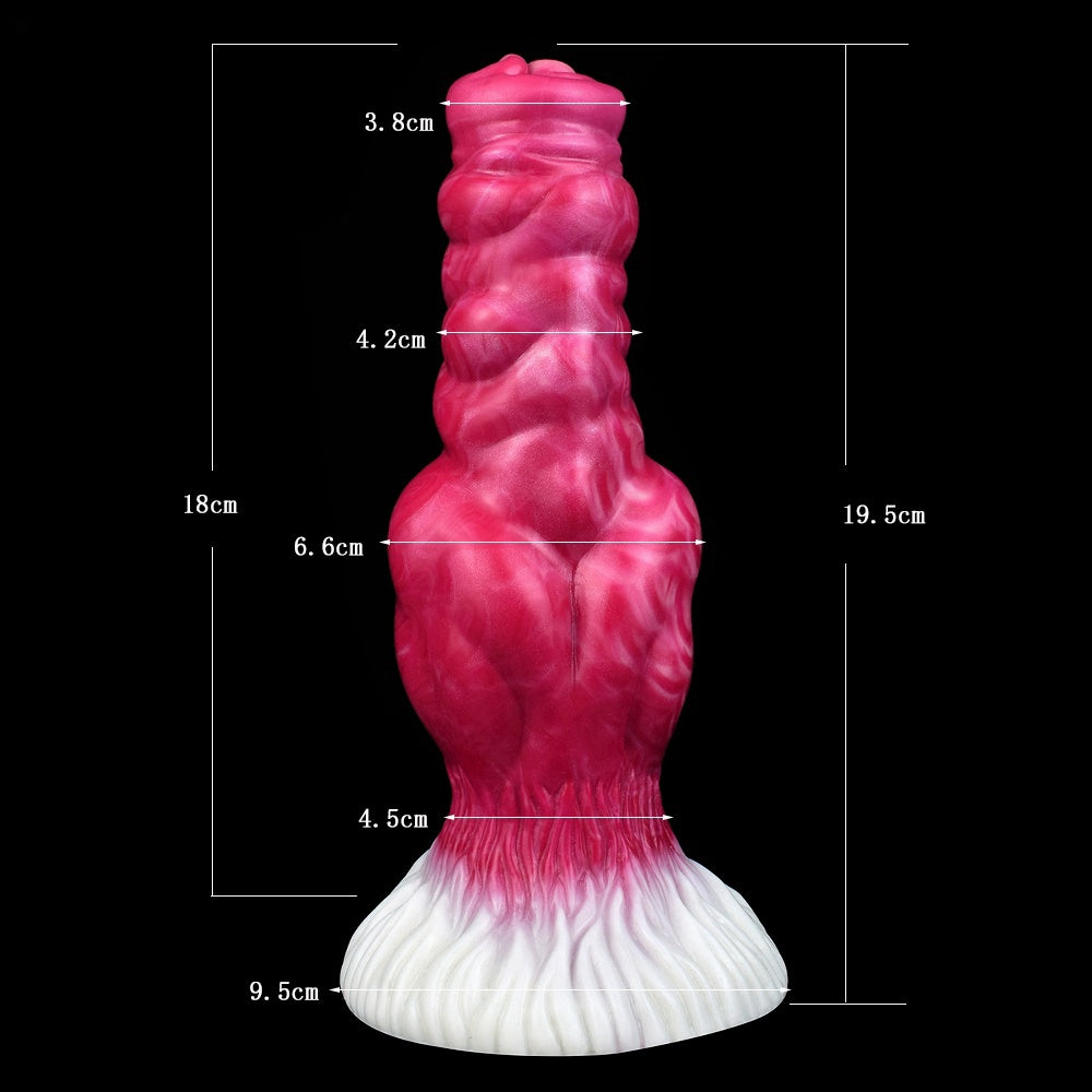 DILDO POUR CHIEN EN SILICONE NOUÉ 7 POUCES ROUGE