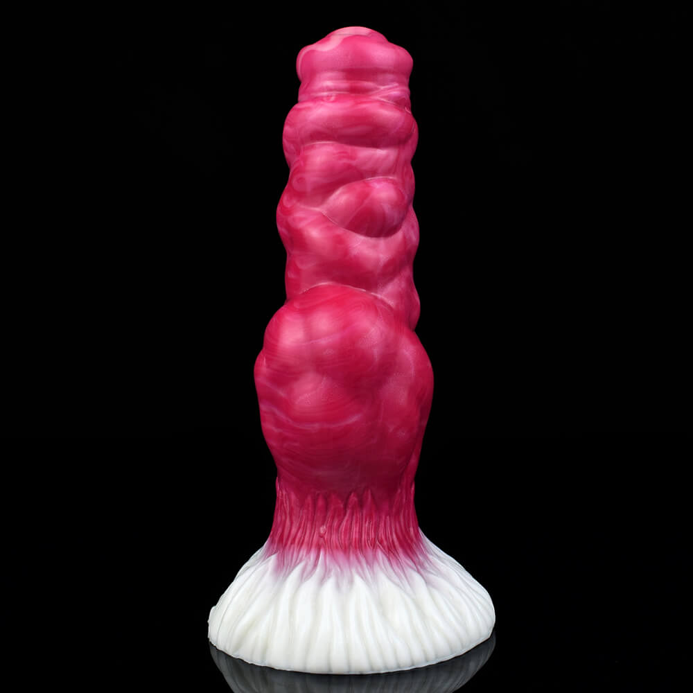 DILDO POUR CHIEN EN SILICONE NOUÉ 7 POUCES ROUGE