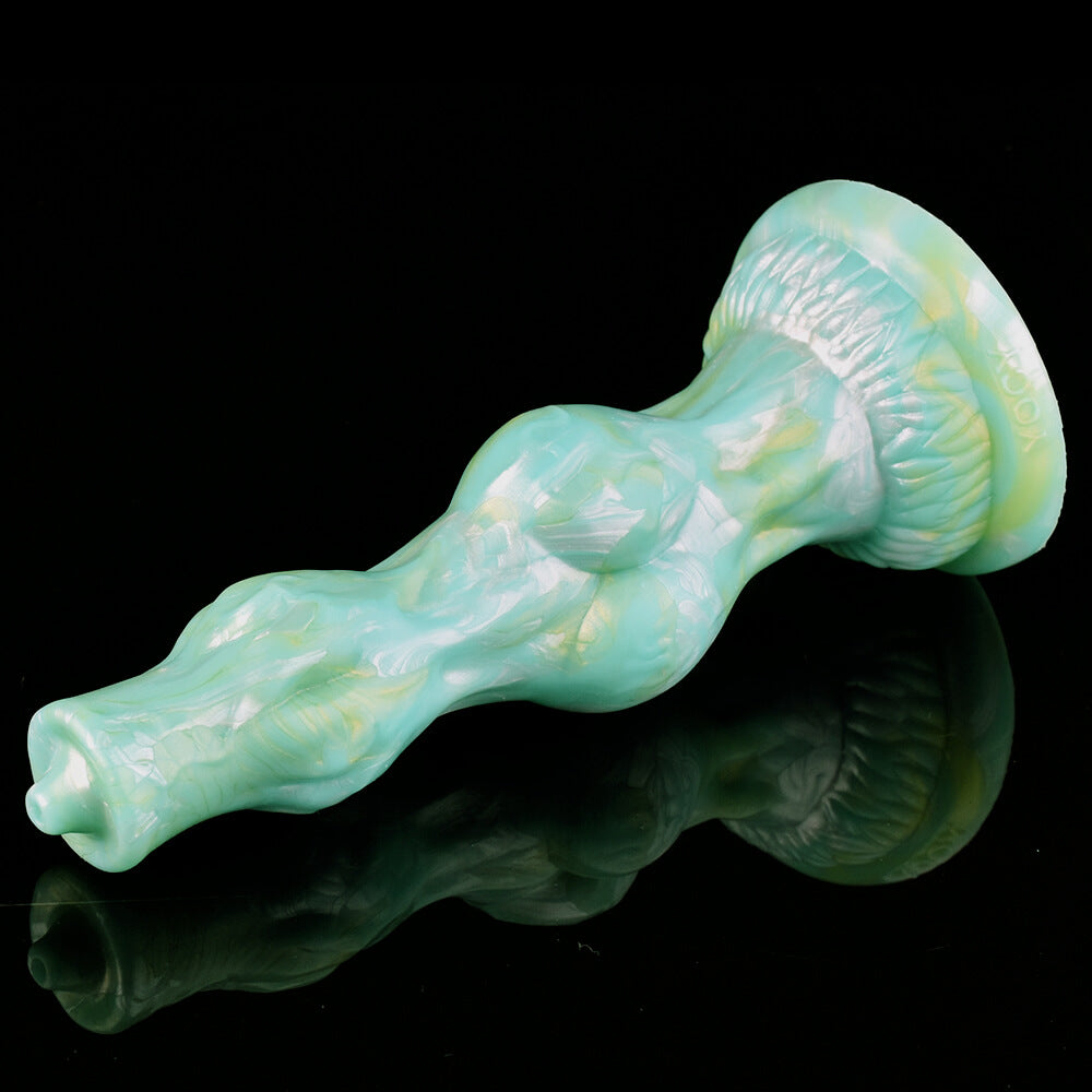 DILDO NOUÉ EN SILICONE POUR CHIEN 8 POUCES VERT
