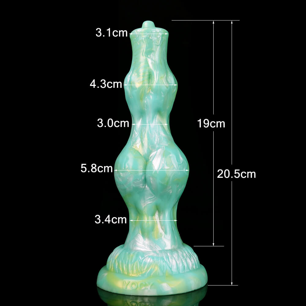DILDO NOUÉ EN SILICONE POUR CHIEN 8 POUCES VERT