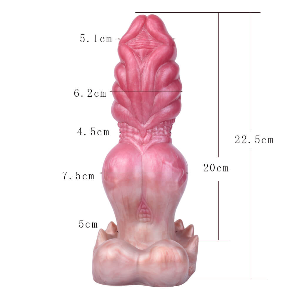 DILDO NOUÉ FANTASY SILICONE 8 POUCES ROUGE