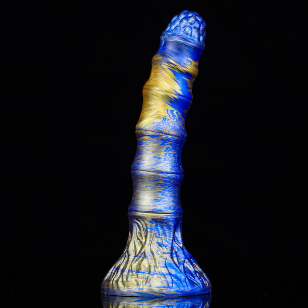 Gode Monstre Fantaisie Silicone 7 pouces Bleu Noué