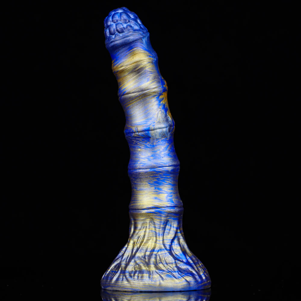 Gode Monstre Fantaisie Silicone 7 pouces Bleu Noué