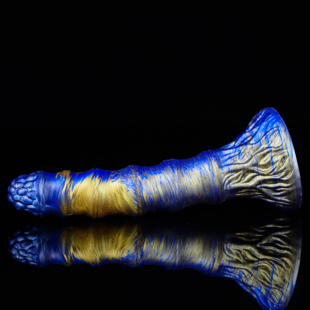 Gode Monstre Fantaisie Silicone 7 pouces Bleu Noué