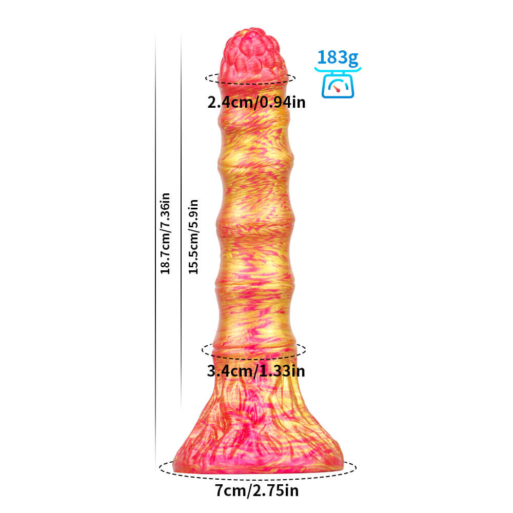 DILDO NOUÉ MONSTRE SILICONE 7 POUCES OR