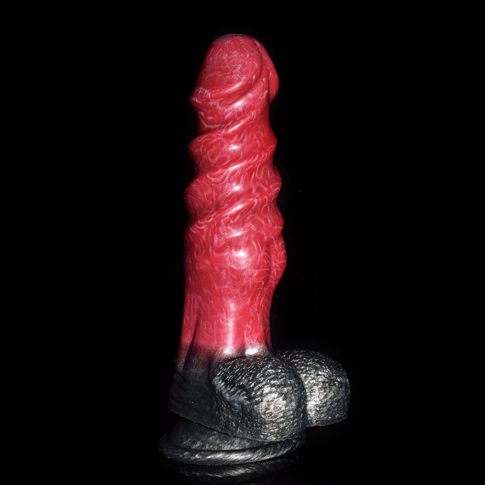 DILDO NOUÉ FANTASY SILICONE 8 POUCES ROUGE
