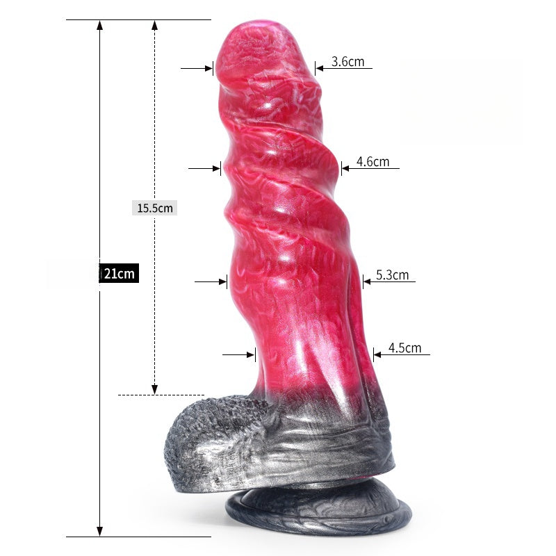 DILDO NOUÉ FANTASY SILICONE 8 POUCES ROUGE