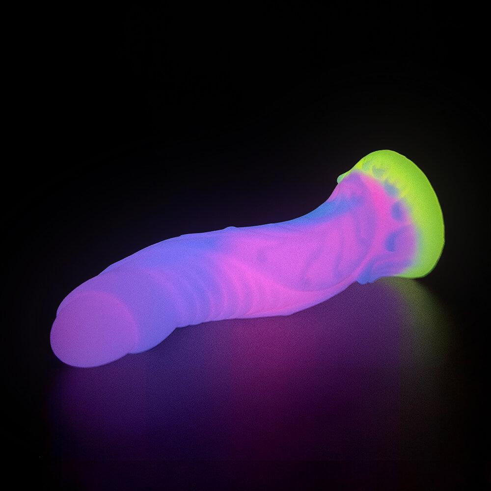 DILDO POUR CHIEN EN SILICONE NOUÉ DE 6 POUCES BRILLE DANS LE NOIR