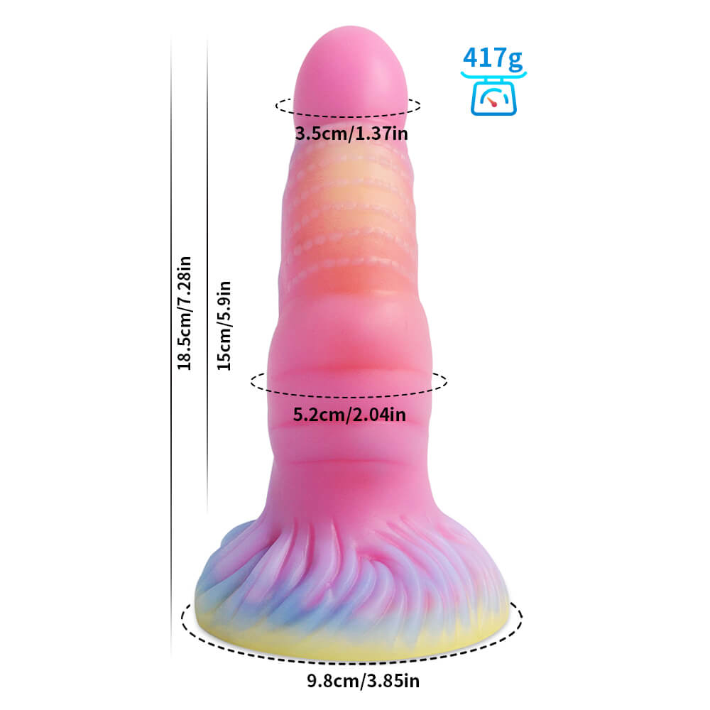 Gode Monstre en Silicone Noué 7 pouces Brille dans le Noir