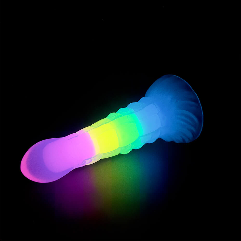 DILDO FANTASY NOUÉ BRILLE DANS LE NOIR EN SILICONE 7 POUCES
