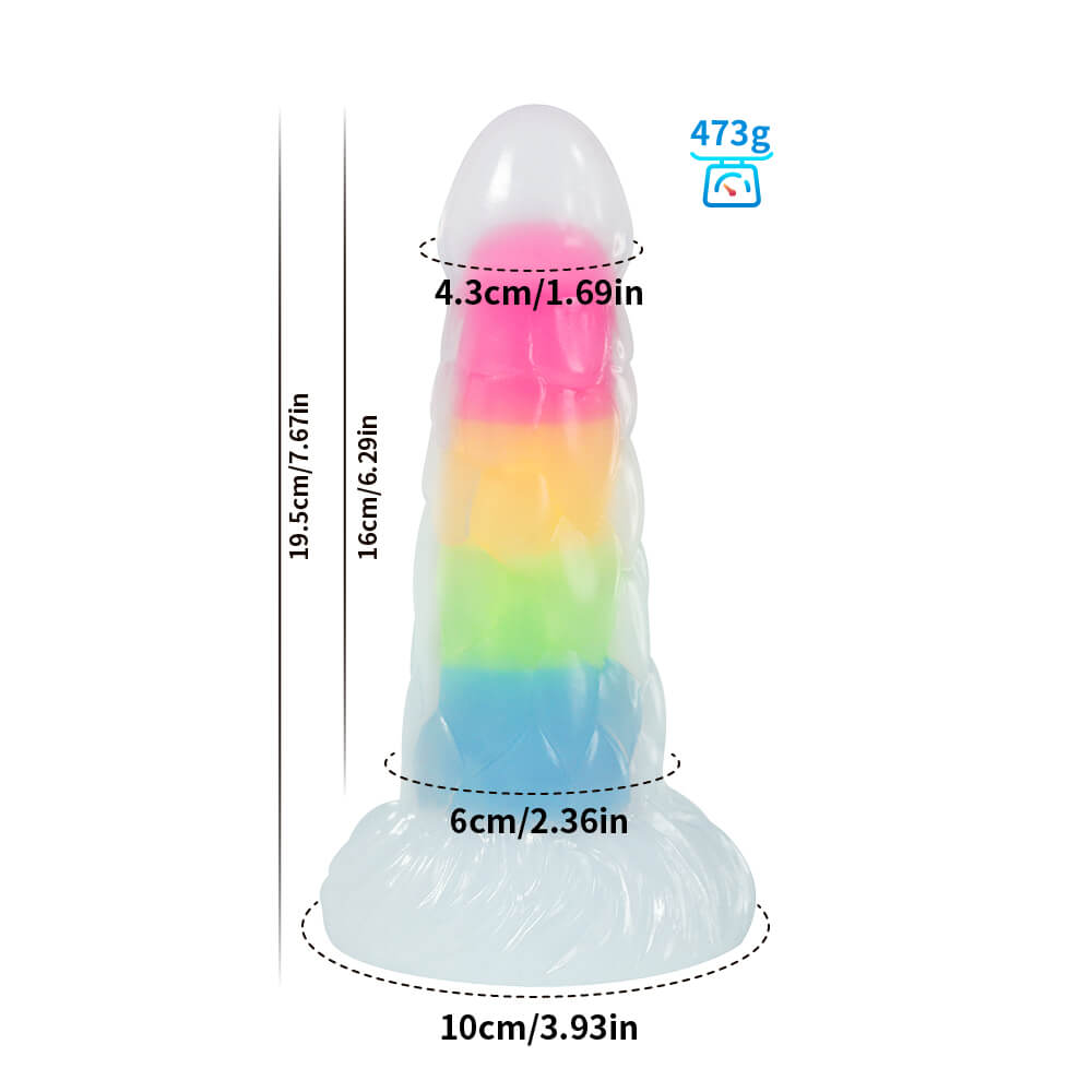 DILDO NOUÉ MONSTRE EN SILICONE 7 POUCES BRILLE DANS LE NOIR