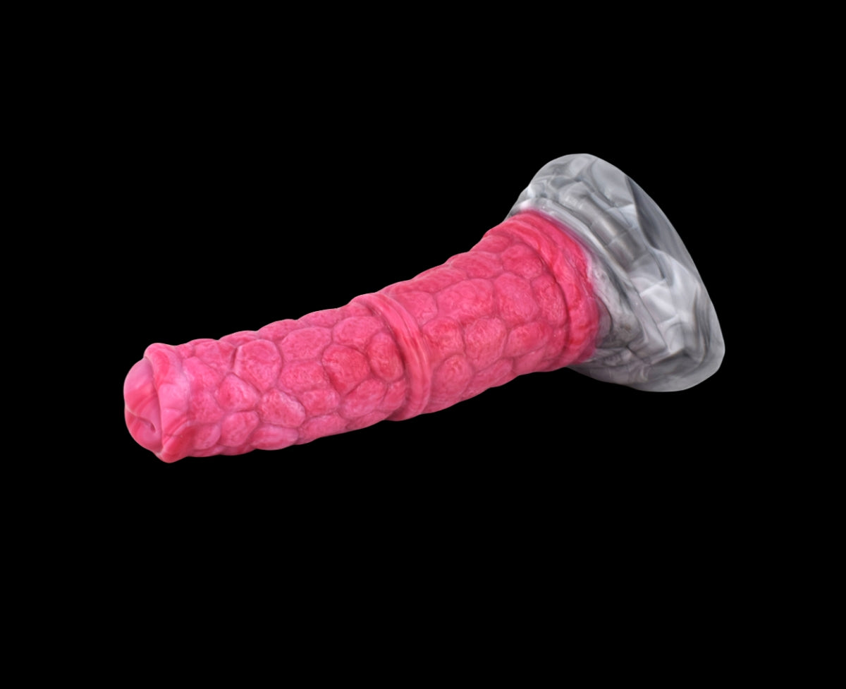 DILDO CHEVAL NOUÉ EN SILICONE 7 POUCES ROUGE