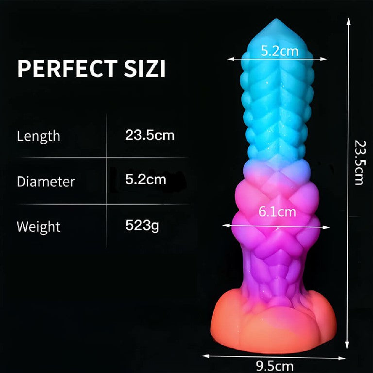 MONSTER DILDO ANAL KNOTTED SILICONE GLOW IN THE DARK 9 INCH