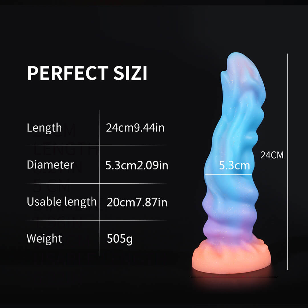 Gode Monstre Noué Brille Dans Le Noir En Silicone 9 Pouces