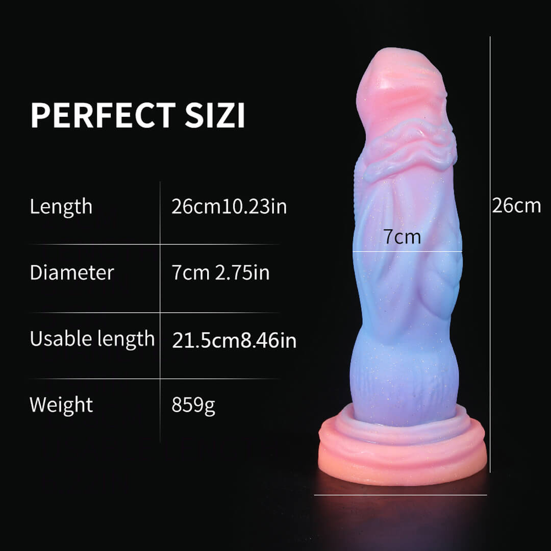 DILDO MONSTRE À NŒUDS DE 20 CM BRILLE DANS LE NOIR
