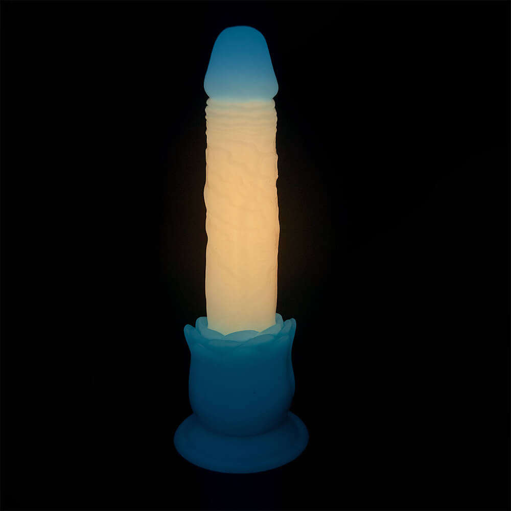 DILDO FANTASY NOUÉ BRILLE DANS LE NOIR EN SILICONE 9 POUCES