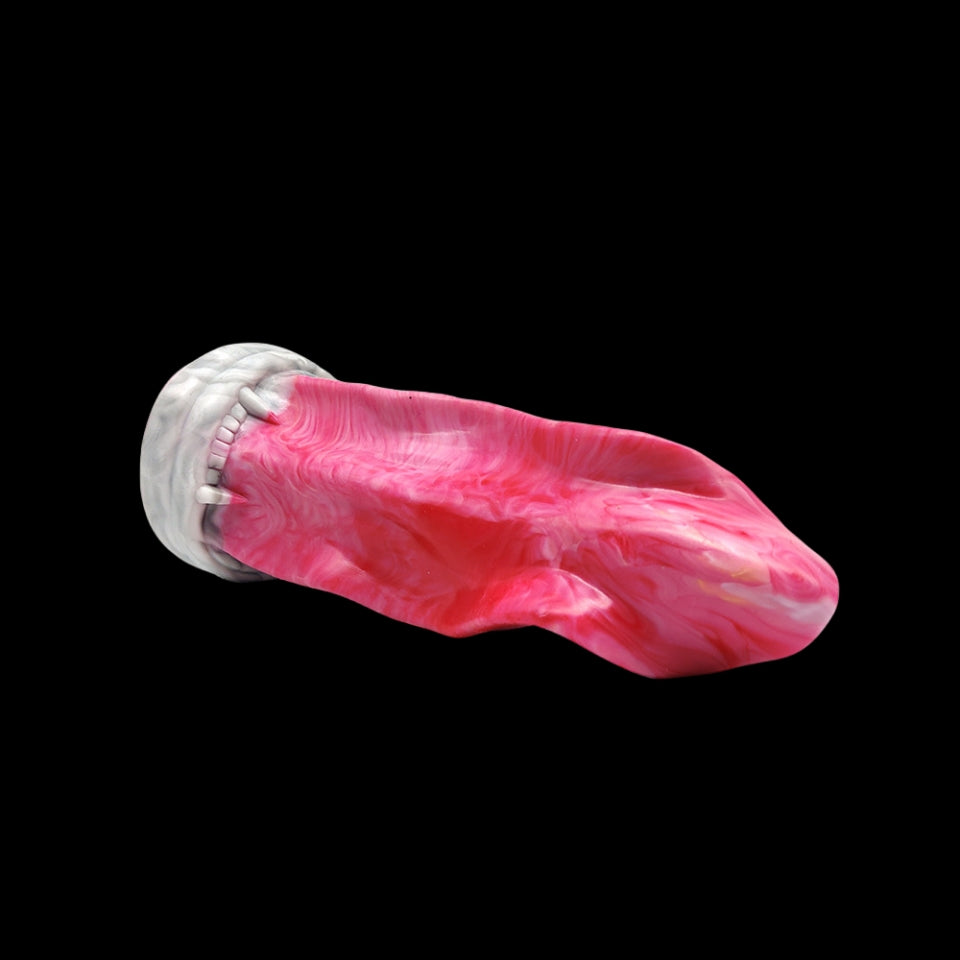 MONSTER DILDO LANGUE SILICONE 10 POUCES ROSE