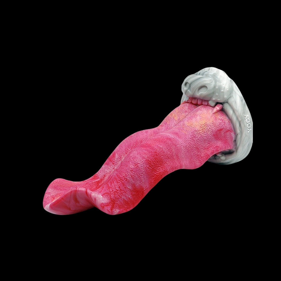 MONSTER DILDO LANGUE SILICONE 10 POUCES ROSE
