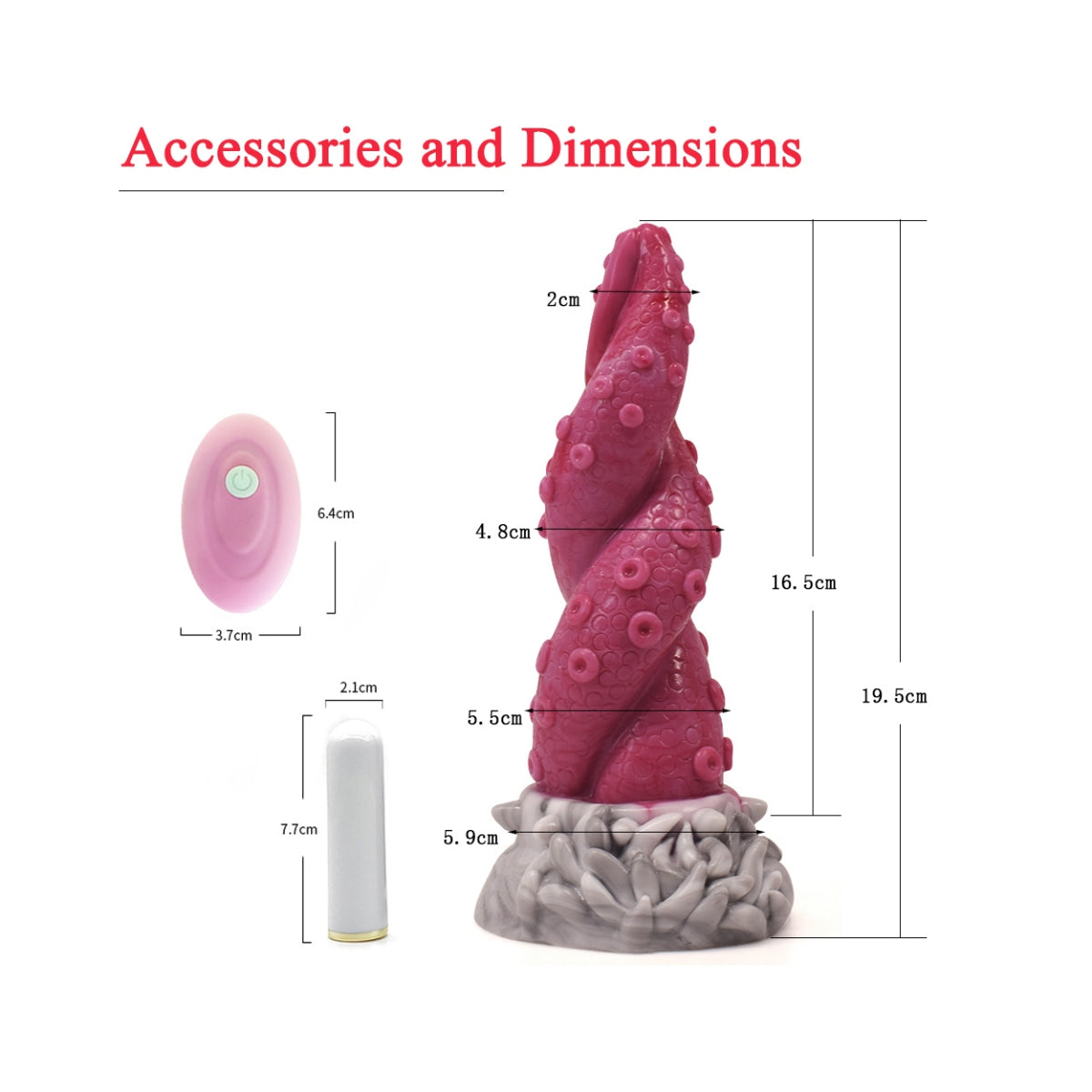 Gode vibrant Monster en silicone de 7 pouces, rose