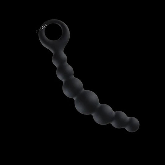 BEADED ANAL DILDO 7 INCH SILICONE BLACK