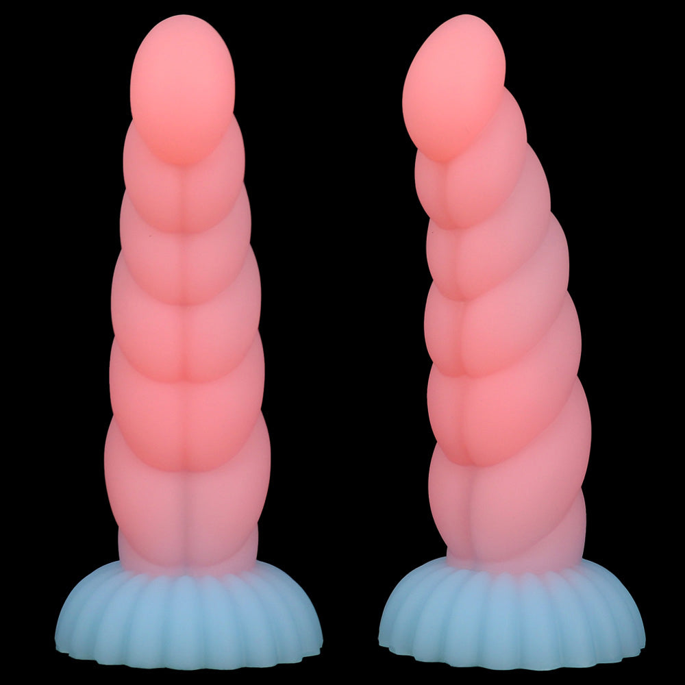 BIG ANAL DILDO 9 INCH LUMINOUS COLORFUL FEMALE BEADED SOFT