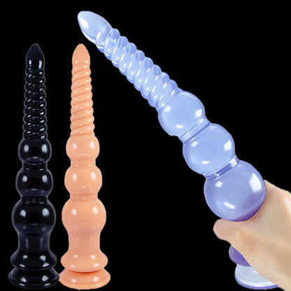 LONG ANAL DILDO 12 INCH BLACK FOR MEN BEADED