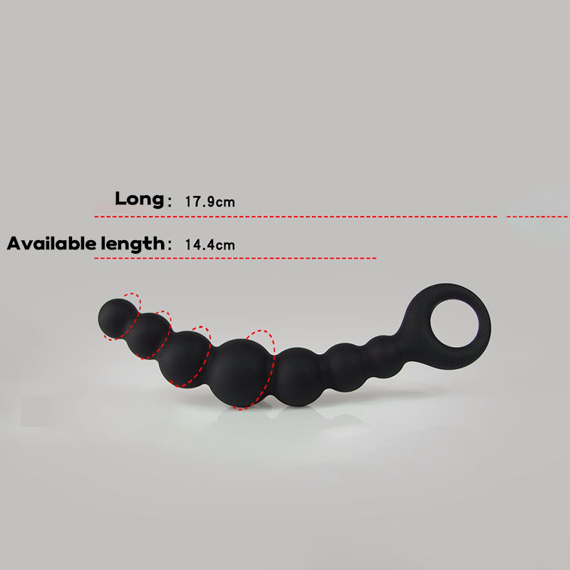 BEADED ANAL DILDO 7 INCH SILICONE BLACK