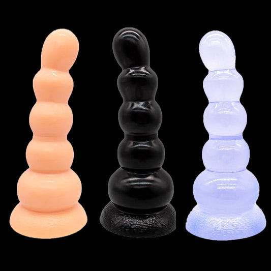 BEADED ANAL DILDO PVC SOFT 6 INCH BLACK