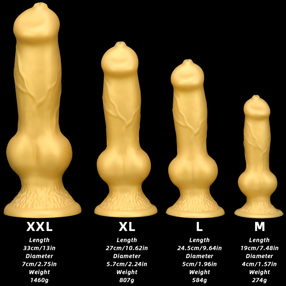 DILDO POUR CHIEN ÉNORME SILICONE 13 POUCES OR