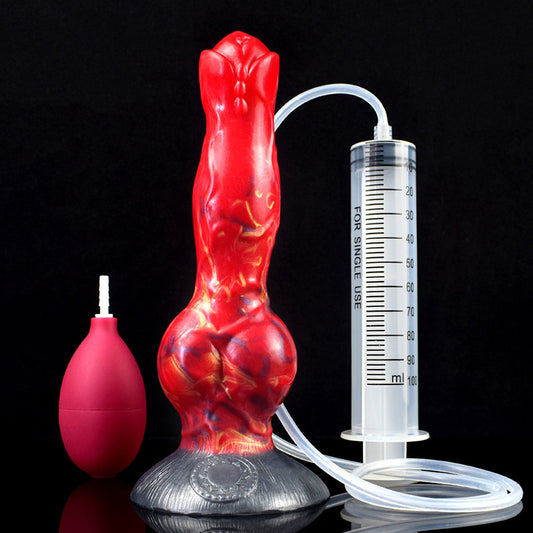 MONSTER DILDO ANAL SQUIRTING SILICONE 8 INCH RED