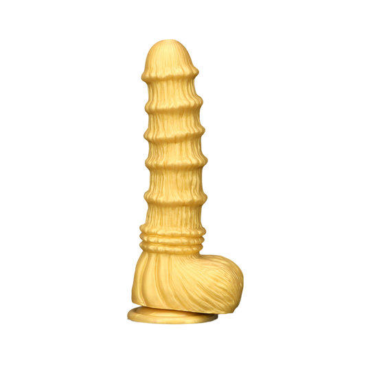 HORSE DILDO ANAL HUGE SILICONE 11 INCH KNOTTED GOLD