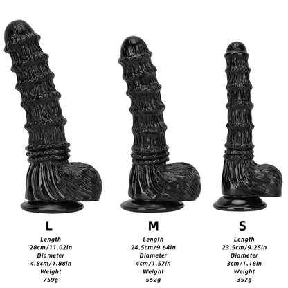 HORSE DILDO ANAL GIANT PVC 11 INCH KNOTTED BLACK