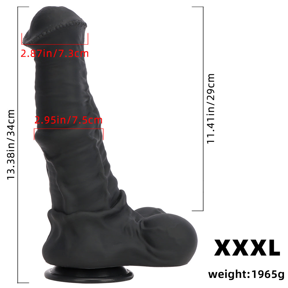 HORSE DILDO ANAL GIANT SILICONE 13 INCH BLACK