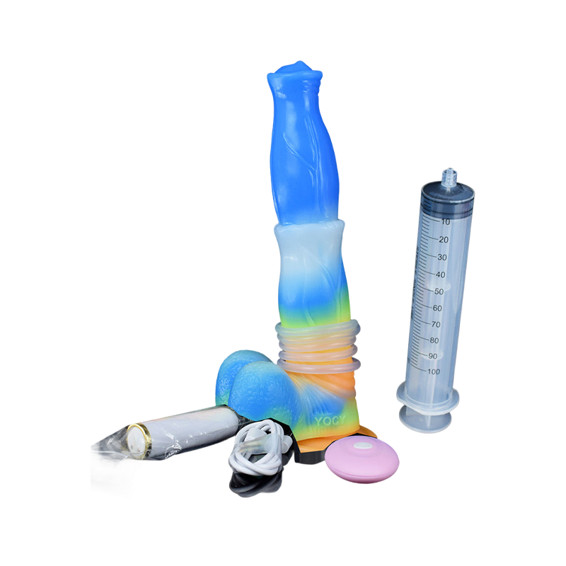 DILDO SQUIRTING HORSE SILICONE 9 POUCES BLEU VIBRANT